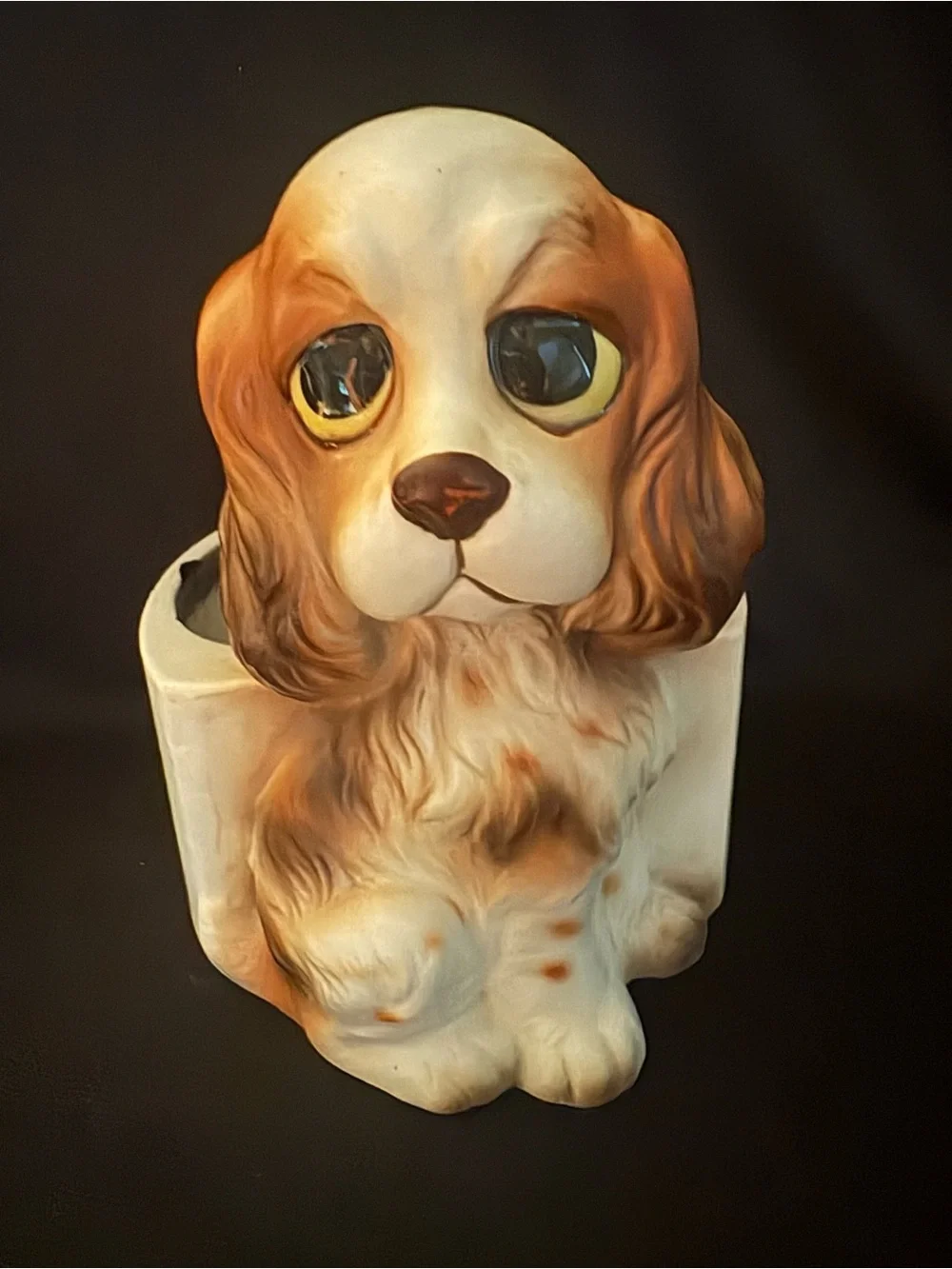 Vintage Lefton Ceramic Cavalier King Charles Spaniel Dog Planter